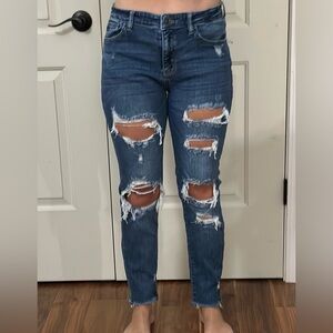 Judy Blue Ripped Indigo Boyfriend Jeans